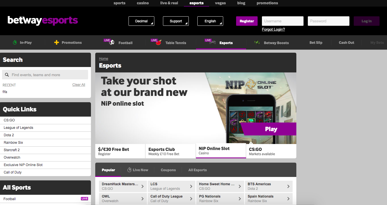 Betway.Com main page