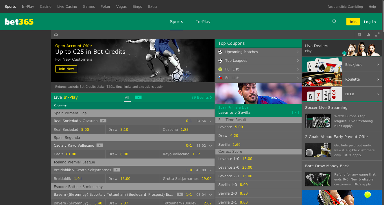 bet365 main page